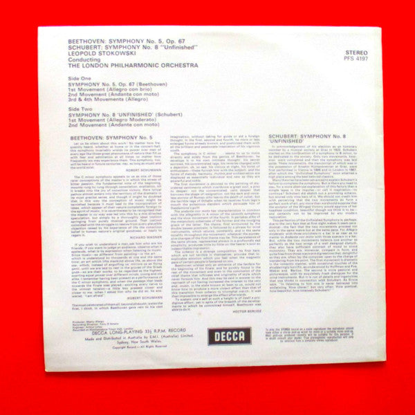 Ludwig Van Beethoven / Franz Schubert, Leopold Stokowski Conducting The London Philharmonic Orchestra : Fifth Symphony / "Unfinished" (LP)