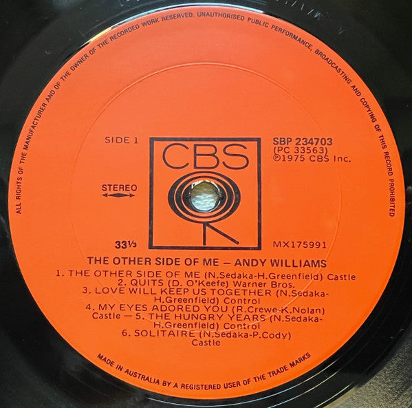 Andy Williams : The Other Side Of Me (LP, Album)