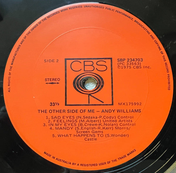 Andy Williams : The Other Side Of Me (LP, Album)