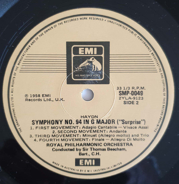 Joseph Haydn / Royal Philharmonic Orchestra Conducted By Sir Thomas Beecham : Symphony No. 101 in D, 'The Clock' / Symphony No. 94 in G Major 'Surprise' (LP, Comp)