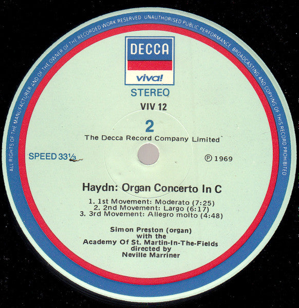 Joseph Haydn / Barry Tuckwell • Alan Stringer • Simon Preston / The Academy Of St. Martin-in-the-Fields • Sir Neville Marriner : Haydn Concertos - Trumpet • Horn • Organ (LP, Comp)