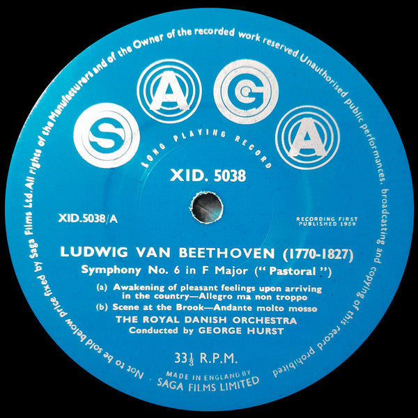 Beethoven*, George Hurst Conducting The Royal Danish Orchestra* : Pastoral - Symphony No. 6 in F Major Op. 68 (LP, Album, Mono)