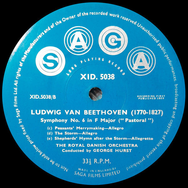 Beethoven*, George Hurst Conducting The Royal Danish Orchestra* : Pastoral - Symphony No. 6 in F Major Op. 68 (LP, Album, Mono)