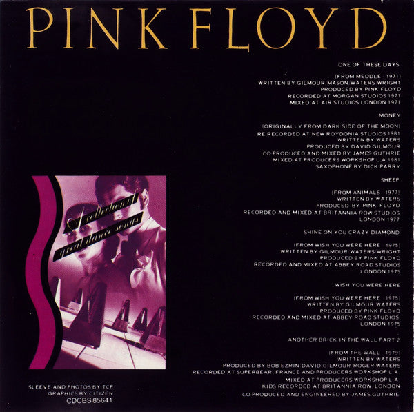 Pink Floyd : A Collection Of Great Dance Songs (CD, Comp, RE)