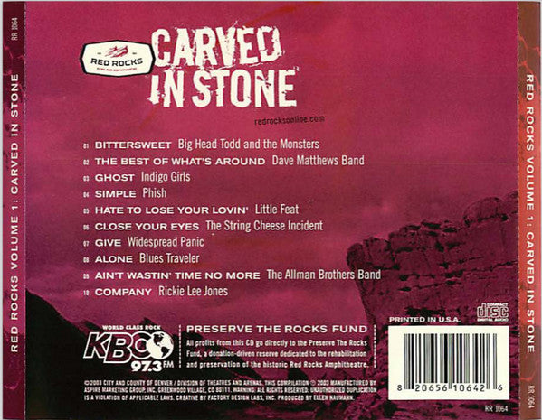 Various : Red Rocks Volume 1: Carved In Stone (CD, Comp)