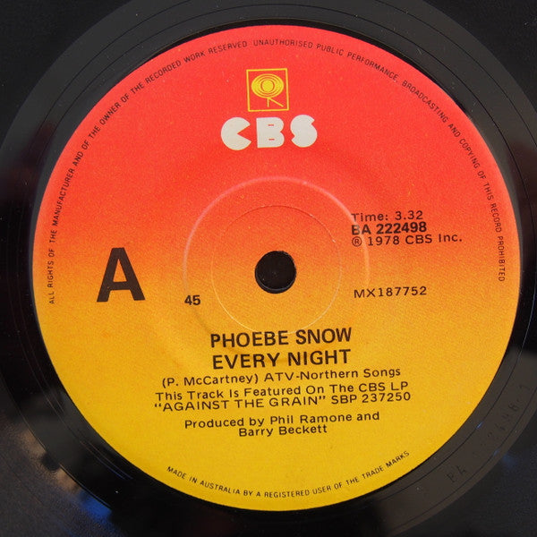 Phoebe Snow : Every Night (7")