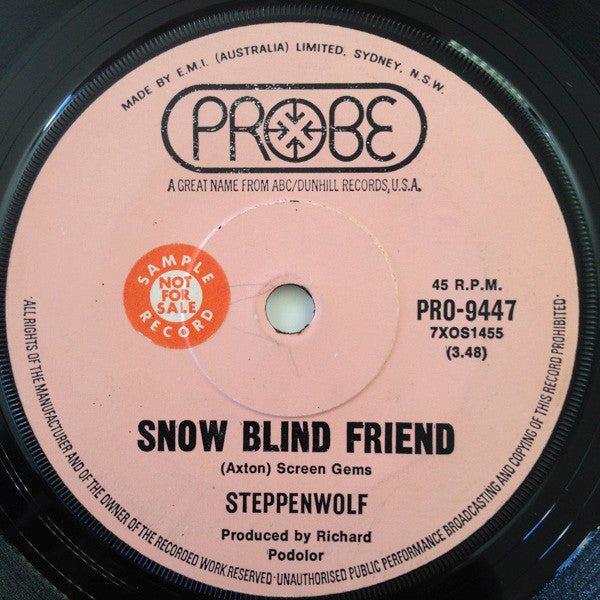 Steppenwolf : Snow Blind Friend / Berry Rides Again (7", Single)