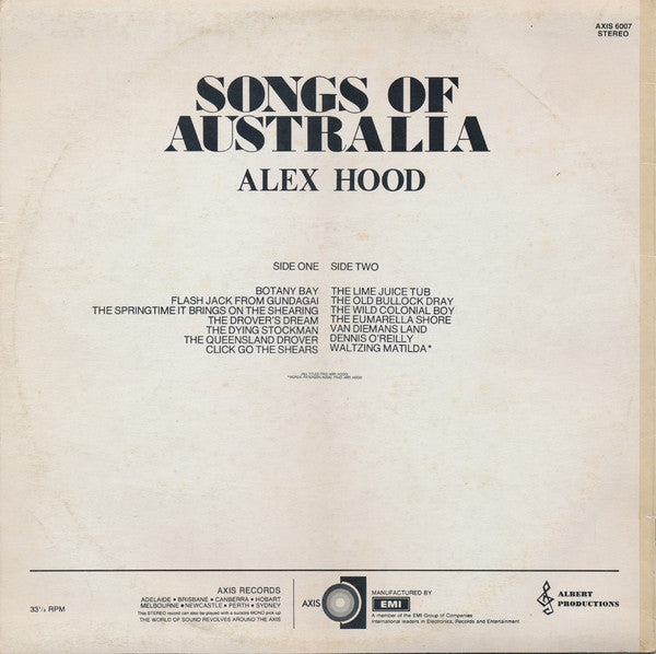 Alex Hood : Songs Of Australia (LP, Album, RE)