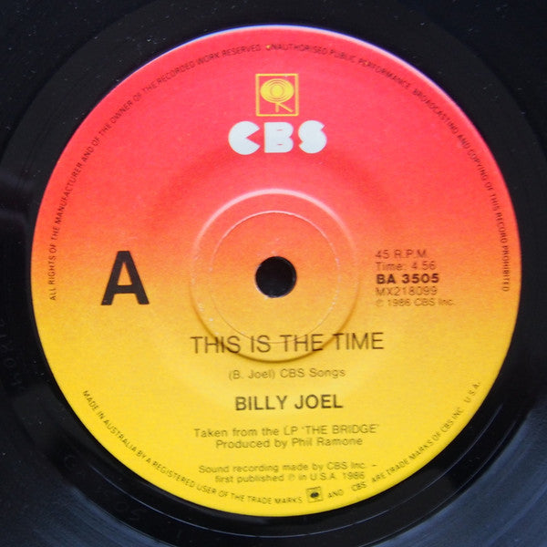 Billy Joel : This Is The Time (7", Single)