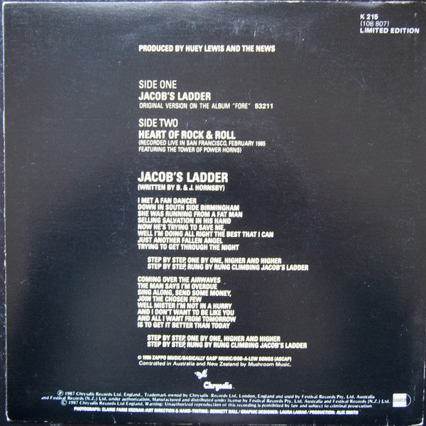 Huey Lewis And The News* : Jacob's Ladder (7", Single, Ltd)