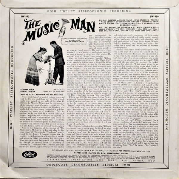 Meredith Willson : The Music Man - Original Broadway Cast (LP, Album)