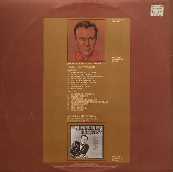Jim Reeves : Jim Reeves' Greatest Volume 2 (LP, Comp)