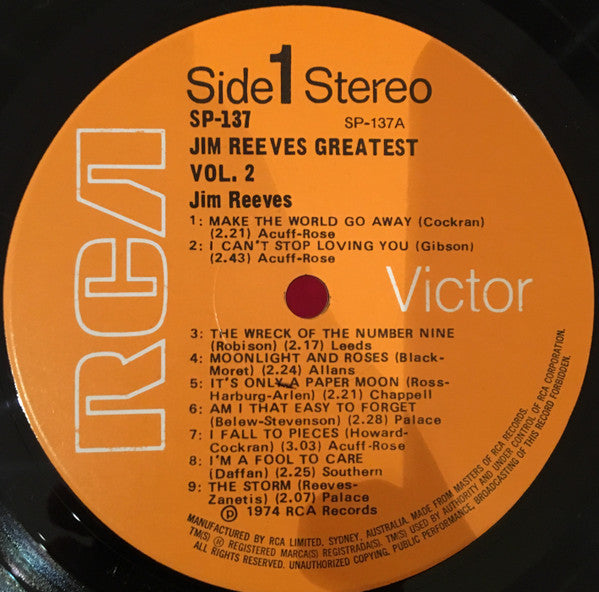 Jim Reeves : Jim Reeves' Greatest Volume 2 (LP, Comp)