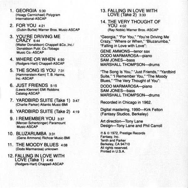 Ammons* & Marmarosa* : Jug & Dodo (CD, RE, RM)