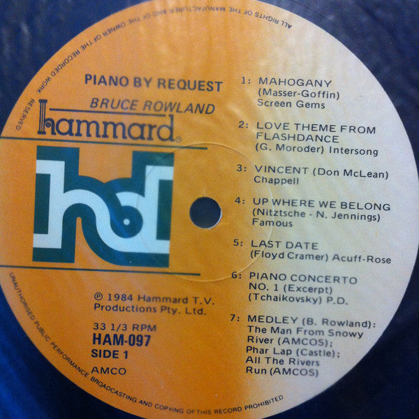 Bruce Rowland (2) : Piano By Request (LP, Album)