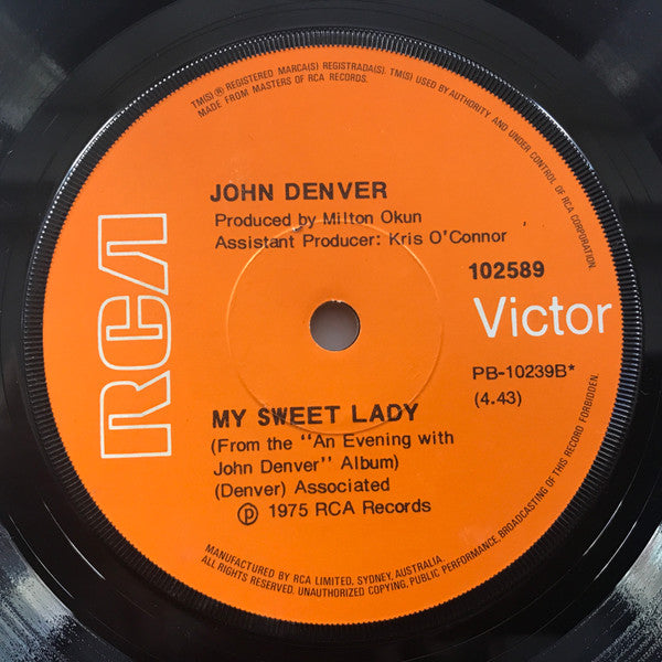 John Denver : Thank God I'm A Country Boy (7", Single)