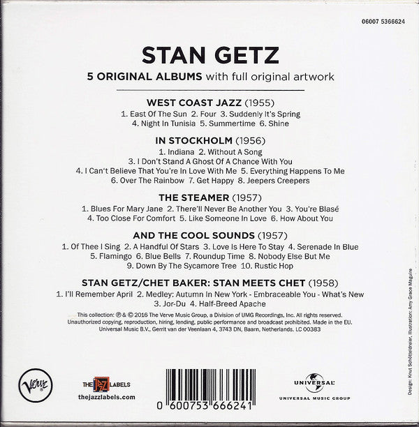 Stan Getz : 5 Original Albums (5xCD, Album, Mono, RE + Box, Comp)