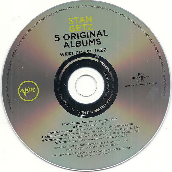 Stan Getz : 5 Original Albums (5xCD, Album, Mono, RE + Box, Comp)