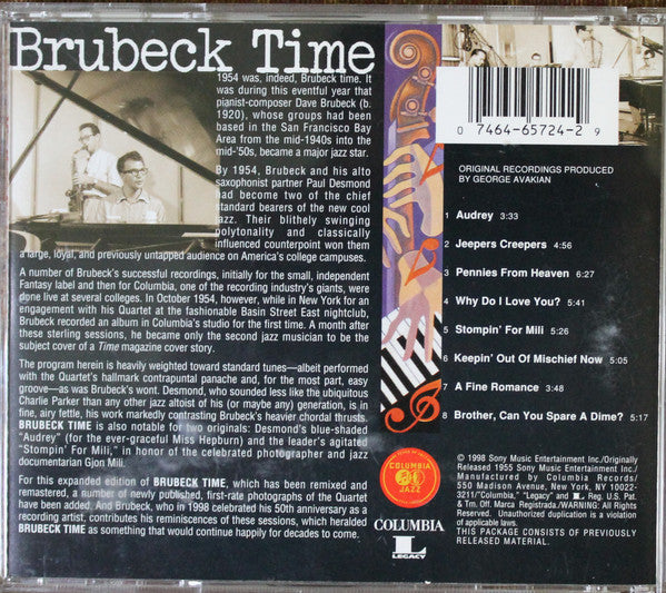 The Dave Brubeck Quartet : Brubeck Time (CD, Album, RE, RM)