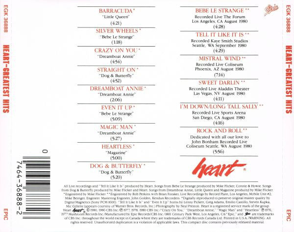 Heart : Greatest Hits (CD, Comp, RE)