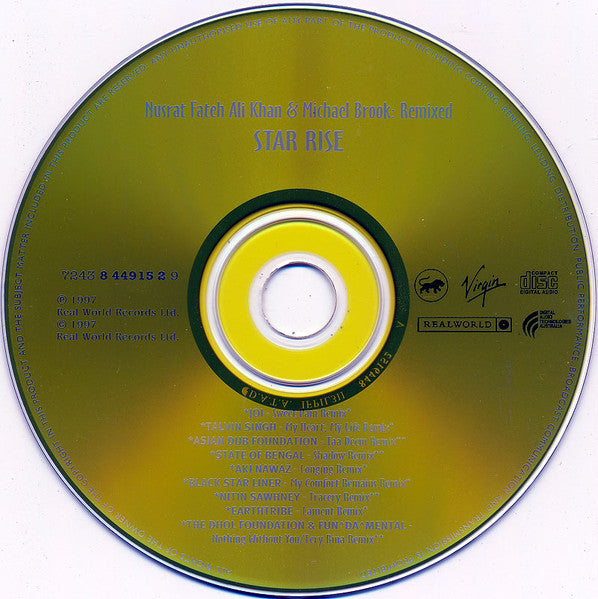 Nusrat Fateh Ali Khan & Michael Brook : Nusrat Fateh Ali Khan & Michael Brook: Remixed - Star Rise (CD, Album)