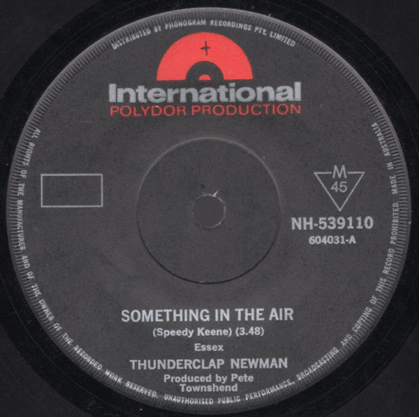 Thunderclap Newman : Something In The Air (7", Single)