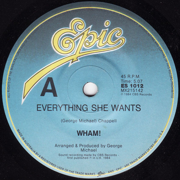 Wham! : Last Christmas / Everything She Wants (7", Single)