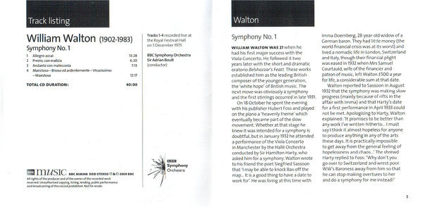 Sir William Walton, BBC Symphony Orchestra, Sir Adrian Boult : Symphony No. 1 (CD)