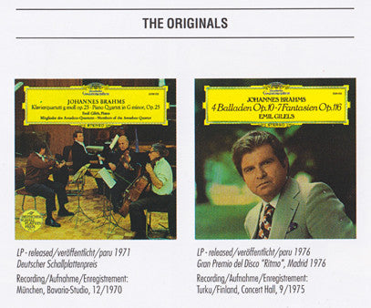 Johannes Brahms - Emil Gilels · Amadeus-Quartett : Klavierquartett = Piano Quartet Op. 25 • Balladen Op. 10 (CD, Comp, RE, RM)
