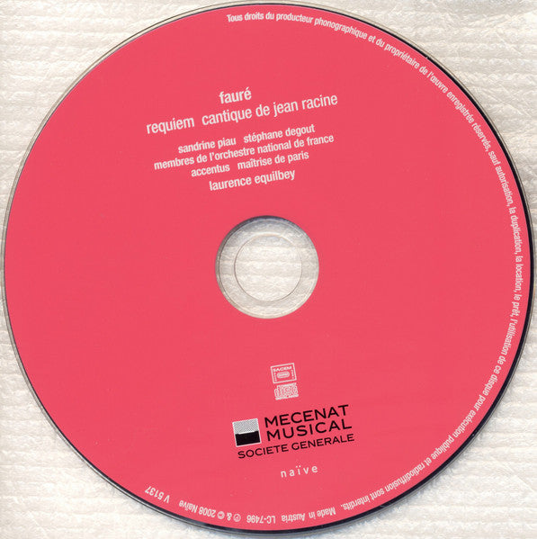 Fauré* - Sandrine Piau, Stéphane Degout, Membres De L'Orchestre National De France, Accentus*, Laurence Equilbey : Requiem (CD, Album)