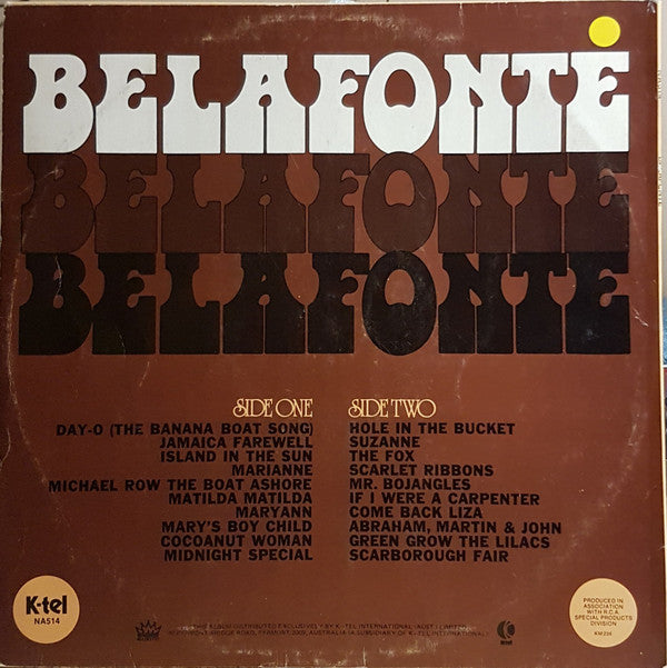 Harry Belafonte : K-tel Presents Belafonte (LP, Album, Comp)