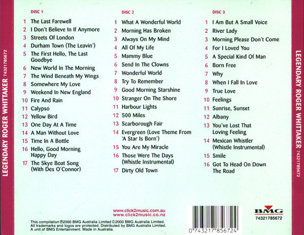 Roger Whittaker : Legendary (3xCD, Comp)