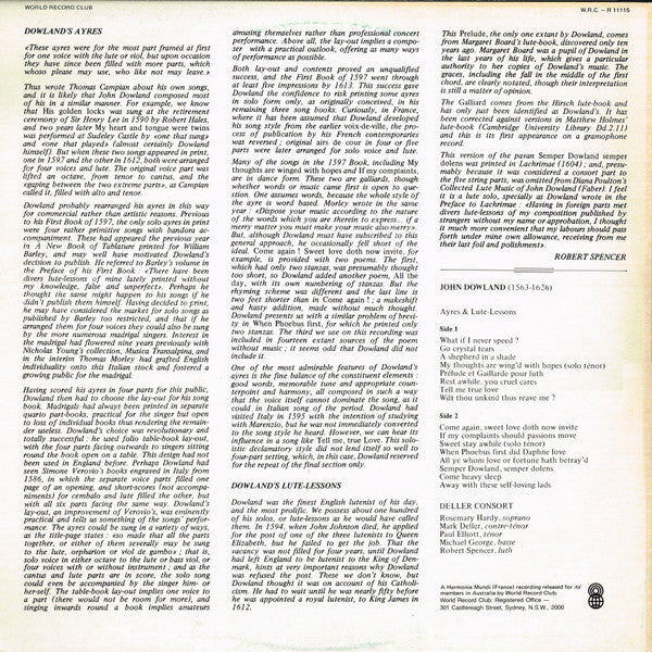 John Dowland / Deller Consort  /  Mark Deller :  Ayres & Lute - Lessons (LP, Album, Club)
