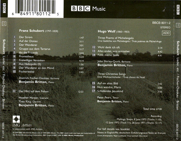 Benjamin Britten, Dietrich Fischer-Dieskau, Peter Pears, Heather Harper, John Shirley-Quirk, Franz Schubert • Hugo Wolf : Lieder (CD, Comp, RM)