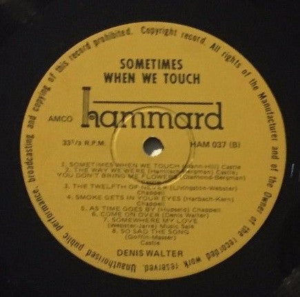 Denis Walter : Sometimes When We Touch (LP, Album)