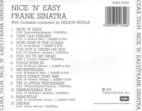Frank Sinatra : Nice 'N' Easy (CD, Album, RE)