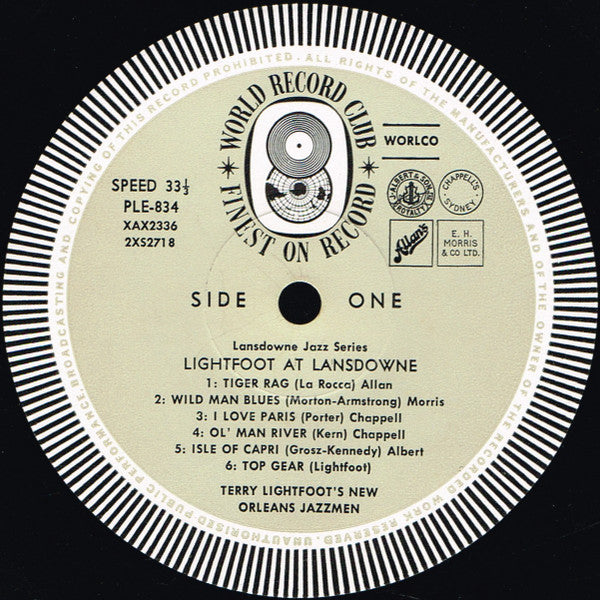 Terry Lightfoot's Jazzmen : Lightfoot At Lansdowne (LP, Album, Mono, Club, RP)