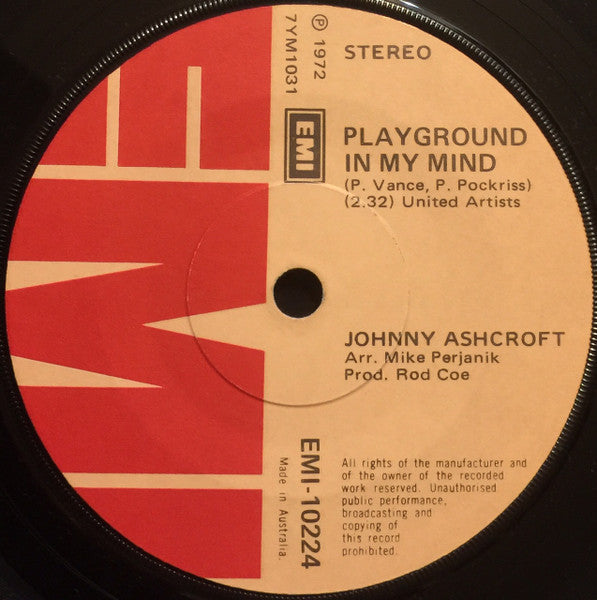 Johnny Ashcroft : Playground In My Mind (7", Single)