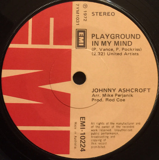 Johnny Ashcroft : Playground In My Mind (7", Single)