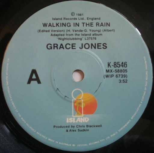 Grace Jones : Walking In The Rain (7", Single, Ltd)