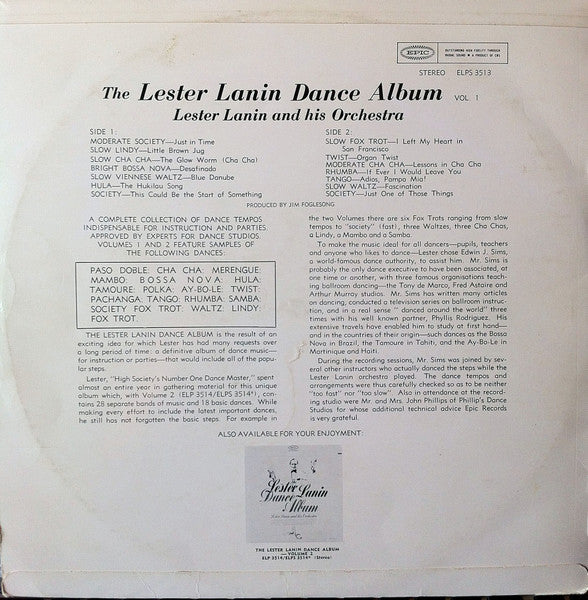 Lester Lanin And His Orchestra : Lester Lanin Dance Album Volume 1 (LP, Album)