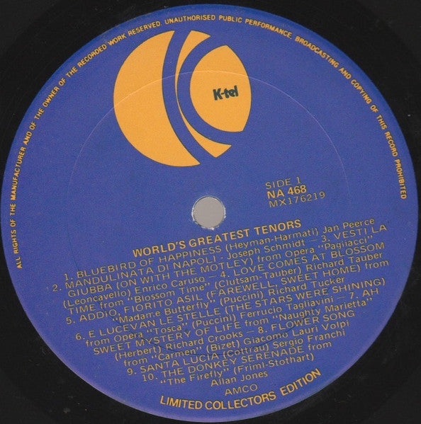 Various : 20 Magnificent Songs Of The Century The World's Greatest Tenors (LP, Album, Comp, Mono, Ltd, ARC)