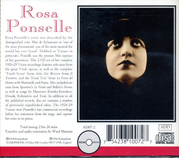 Rosa Ponselle : The Victor Recordings (1926-29) (2xCD, Comp, RM)