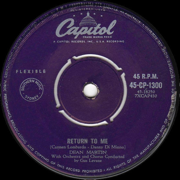 Dean Martin : Return To Me (7", Single)