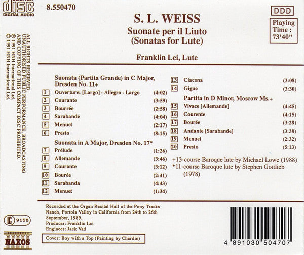 S.L. Weiss*, Franklin Lei : Sonatas For Lute (CD)