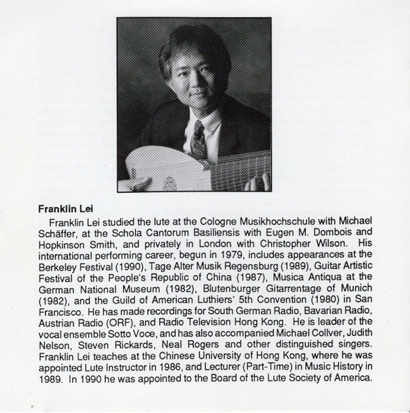 S.L. Weiss*, Franklin Lei : Sonatas For Lute (CD)