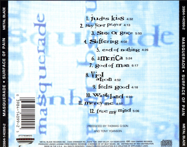 Masquerade (11) : Surface Of Pain (CD, Album)