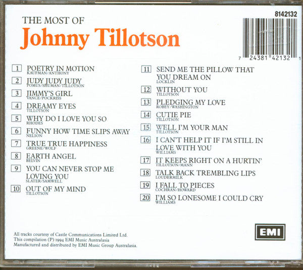 Johnny Tillotson : The Best Of Johnny Tillotson (CD, Comp, RE)