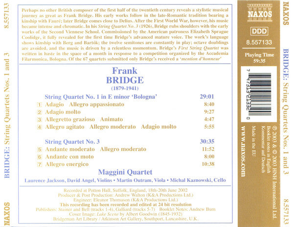 Bridge*, Maggini Quartet* : String Quartets Nos. 1 and 3 (CD, Album)