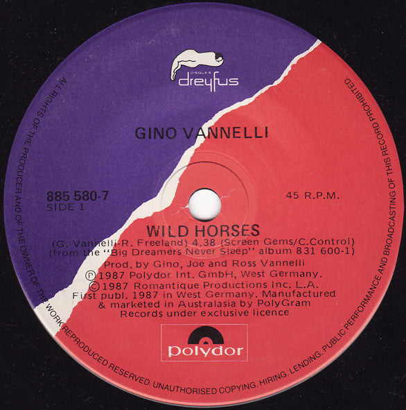 Gino Vannelli : Wild Horses (7", Single)